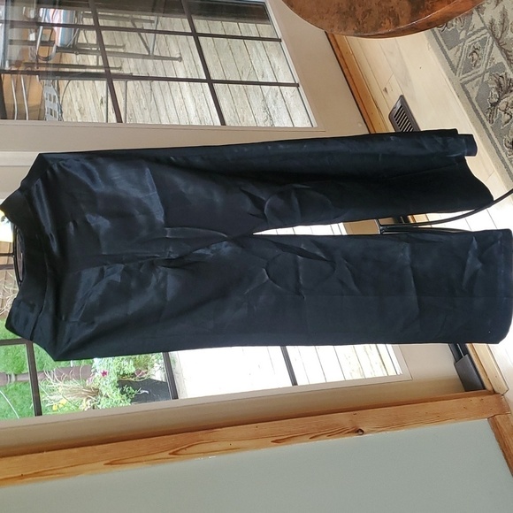 Vintage 70's Seat Covers Shiny Black Acetate High Rise Flared Sz. 7 Pants - Picture 5 of 12